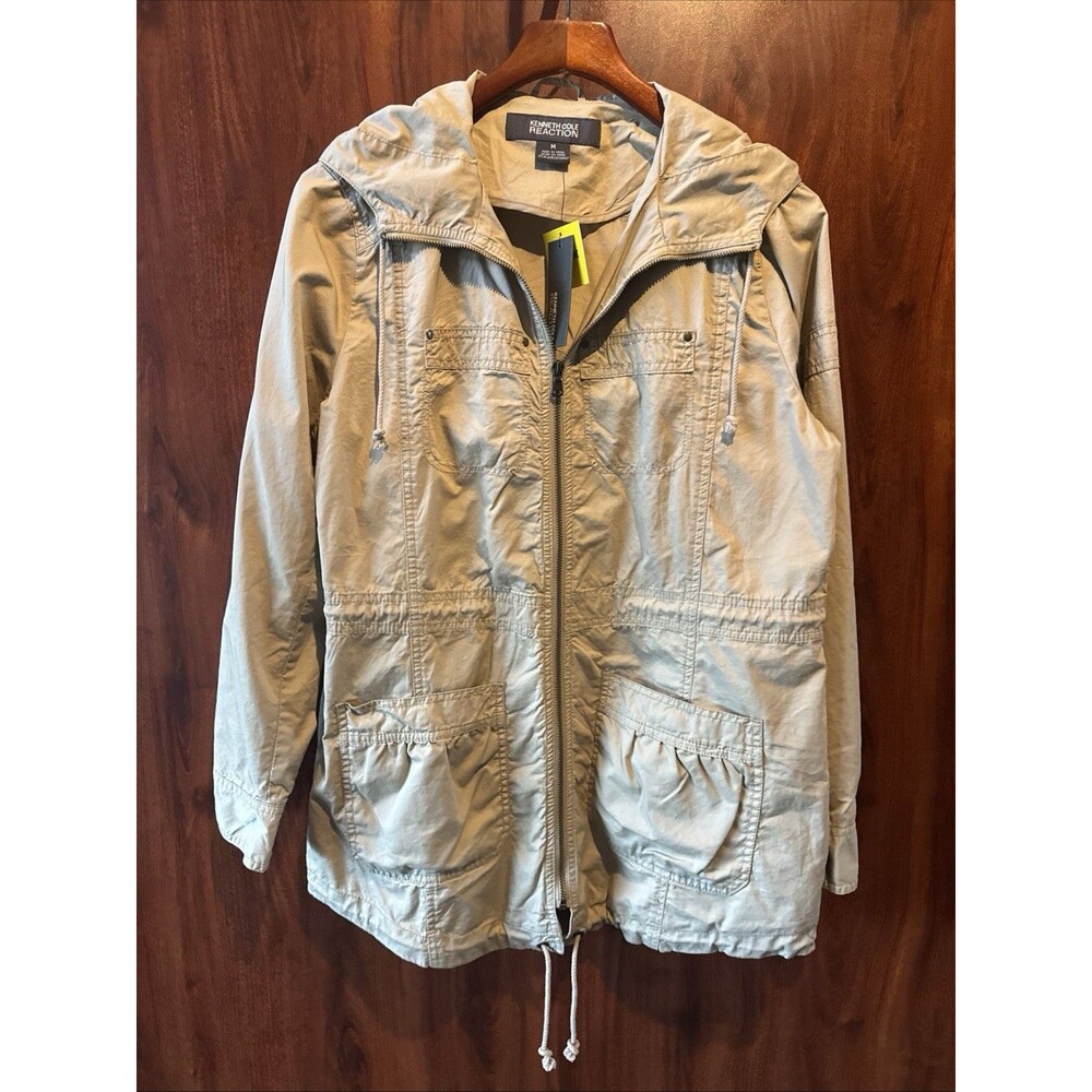 Kenneth Cole Reaction Cargo Utility Jacket Women's M Khaki Full-Zip NWT